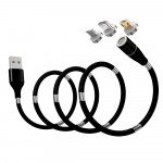 Wholesale 3-in-1 Magnetic Phone Charging Cable - Tangle Free and Fast Charging Cable for Easy Storage and Organization - Compatible with All Smartphones and Devices (Black)